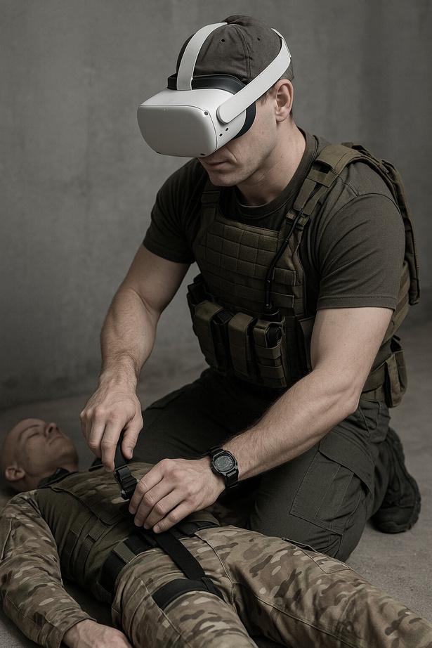 Profissional realizando APH no simulador SaveTech VR